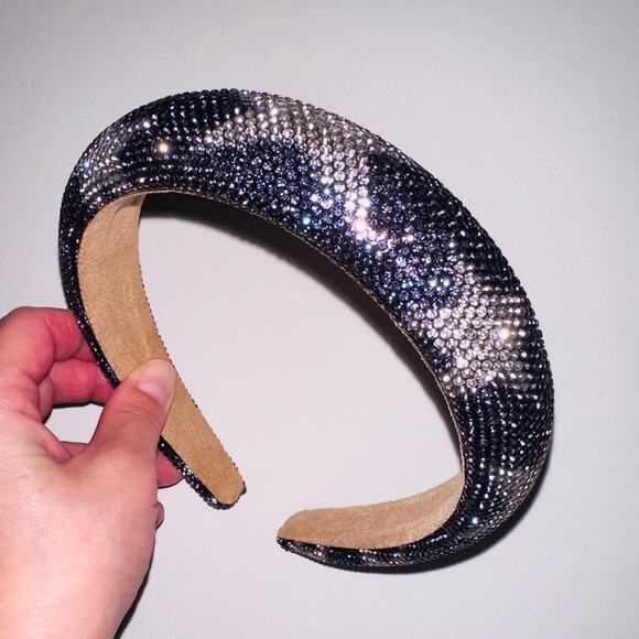 Black and‎ Silver Rhinestone Headband Sparkly Hair Accessory - Picture 5 of 6